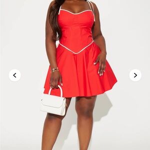 Fashion Nova Red Mini Dress with White Trim